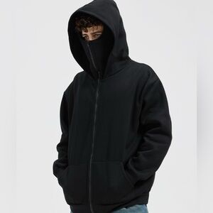 Black Hooded Zip-Up Jacket